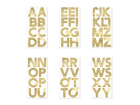 Naklejki Alfabet złoty 4cm 6szt - PartyDeco
