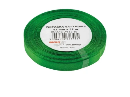 Wstążka satynowa zielona 12mmx32m - Brewis
