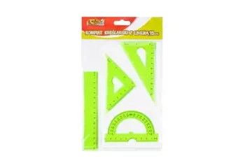 Komplet kreślarski z linijką 15cm zielony PENMATE