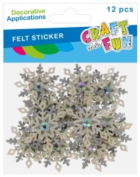 Ozdoba Dekoracyjna Filcowa Samoprzylepna Płatek Śniegu 12 szt. Boże Narodzenie Craft with Fun 567239