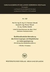 Reaktionskinetische Betrachtung des Sintervorganges und Möglichkeiten zur Leistungssteigerung - Schenck Hermann