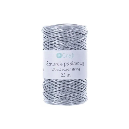 Sznurek papierowy z drucikiem 25m srebrny - Dalprint