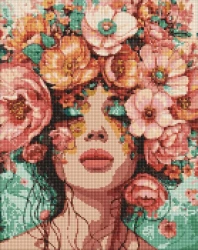 Diamentowa mozaika - Dziewczyna w kwiatach - Ideyka