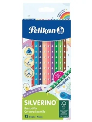 Kredki Silverino trójkątne 12 kolorów - PELIKAN