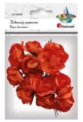 Papierowe róże na druciku pomarańcz 25mm 12szt - Titanum