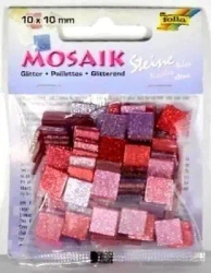 Mozaika kamyczki brokatowe 10x10mm różowa - Galeria Hobby