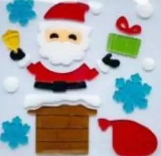 Żelowe naklejki dekoracyjne - BN Mikołaj w kominie - MCD