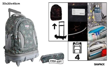 Plecak ze stelażem i kółkami 4 komory + piórnik - MP Main Paper