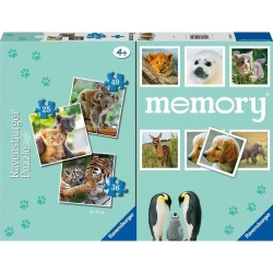 Puzzle 2D 3w1 + memory Dzieci Zwierząt - Ravensburger