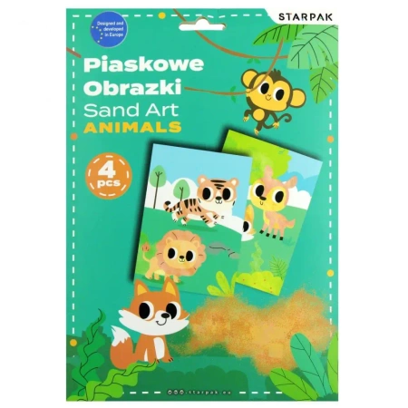 Piaskowe obrazki arkuszy z kolorowankami 4szt - STARPAK