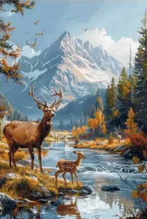 Diamentowa Mozaika Jelenie na tle gór NO-2001710 - Norimpex