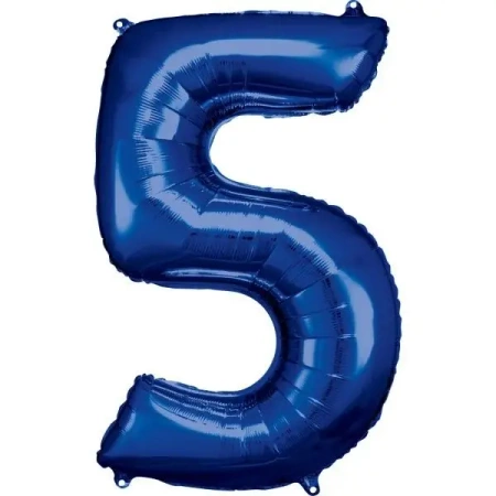 Balon foliowy cyfra 5 niebieska 57x86cm - Amscan