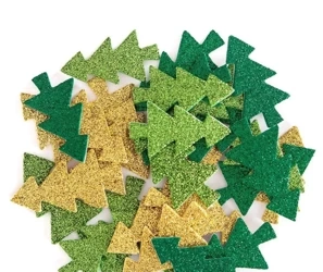 Naklejki z pianki brokat choinki 30szt - Dalprint