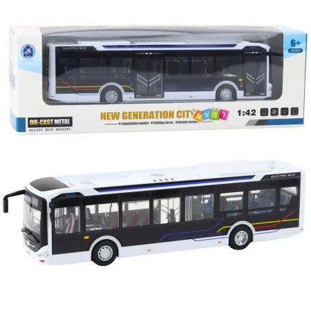 Autobus metalowy miejski światło i dżwięk 1:42 - Leantoys