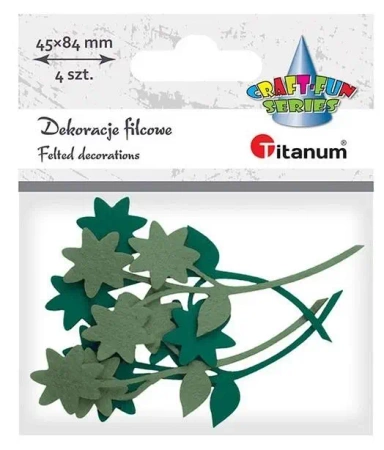 Filcowe kwiatki z gałązką mix 4szt - Titanum