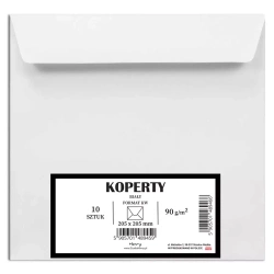 Koperty kwadratowe, białe (10 sztuk)