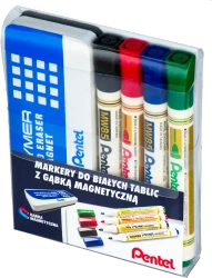Zestaw 4 markerów+gąbka magnetyczna - PENTEL