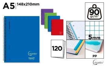 Notatnik A5/120K kołowy kratka MIX - Cervantes