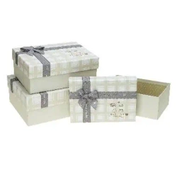 Pudełko prostokątne z kokardą 3szt ROZETTE