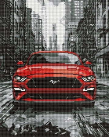 Diamentowa mozaika - Czerwony mustang 40x50cm - Ideyka