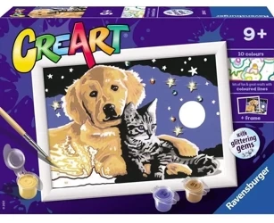 CreArt dla dzieci: Pies z kotkiem nocą - Ravensburger