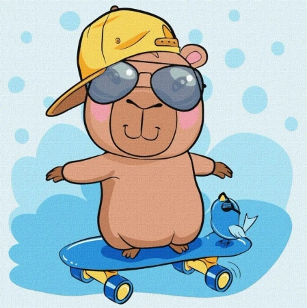 Malowanie po numerach - Kapibara na deskorolce - Ideyka