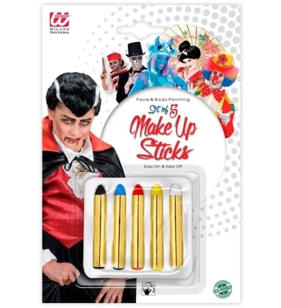 Kredki do malowania twarzy i ciała 5 kolorów - Widmann