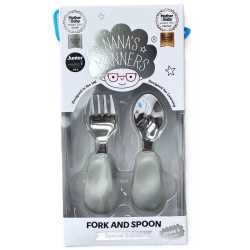 Zestaw sztućców widele i łyżka szary - Nana's Manners