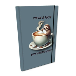 Notes A5 kratka z gumką Soft Touch Leniwiec Kawa - EV-Corp