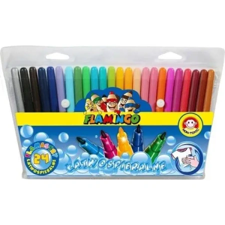Flamastry okrągłe łatwospieralne 24 kolory - Titanum