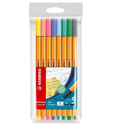Cienkopis Point 88 pastel 8 kolorów etui STABILO