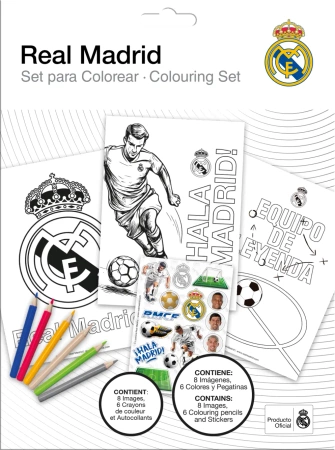 Zestaw do kolorowania 6 kredek naklejki 8 kartek Real Madrid RM00025 - Kids Euroswan