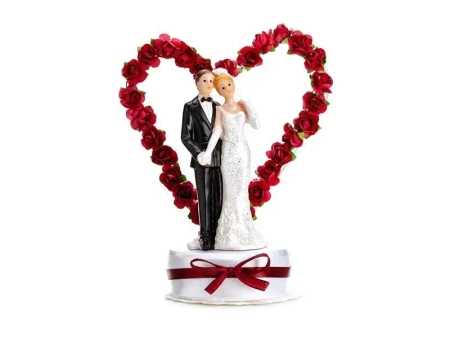 Figurka Para Młoda biały i bordo 16cm - PartyDeco