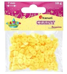 Cekiny 7mm okrągłe pastelowe żółte - Titanum