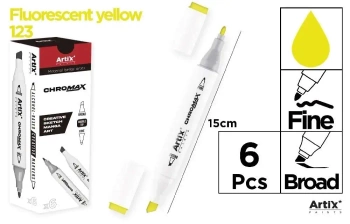 Marker Chromax z 2 końcówk. fluor yellow 123(6szt) - Artix