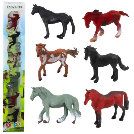 Zestaw mini figurki konie 5-6cm 6szt - Leantoys