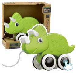 Dinozaur do ciągnięcia na sznurku zielony - Leantoys