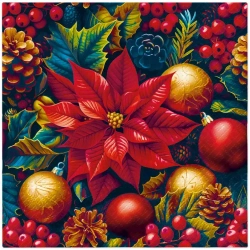 Serwetki świąteczne Vintage Poinsettia Charm 33x33 cm (20 sztuk)