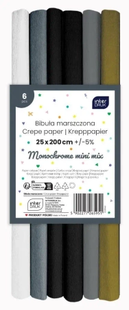 Bibuła marszczona Monochrome mini mix 6szt - INTERDRUK