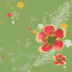 Karnet Swarovski kwadrat CL2902_BL Kwiaty oliwkowy - Clear Creations