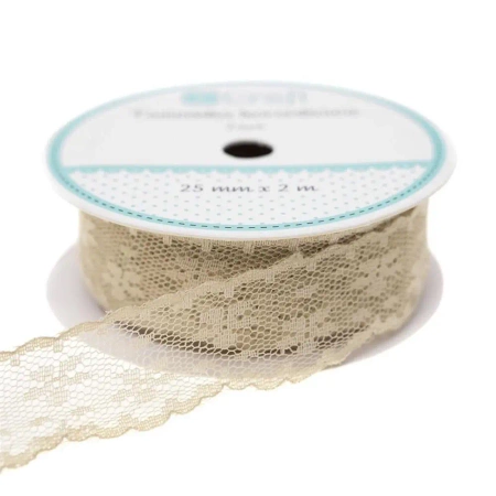 Tasiemka koronkowa beżowa 2,5cmx2m - Dalprint dpCraft