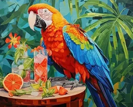 Diamentowa mozaika Kolorowe Papuga na stole z napojami 30x40cm 2001366 - Norimpex