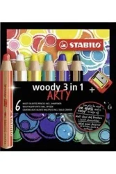 Kredki drewniane STABILO Woody 3w1 ARTY temperówka 6 kolorów