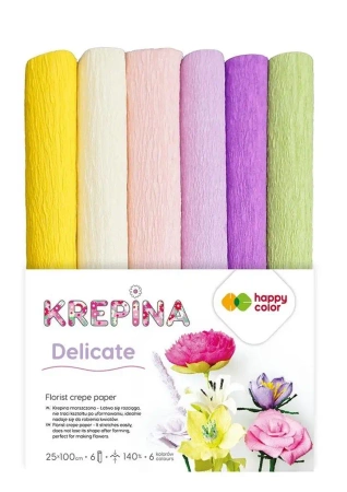 Krepina marszczona 25x100cm mix Delicate 6 rolek - GDD
