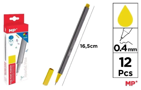 Cienkopis 0.4mm żółty (12szt) - MP Main Paper