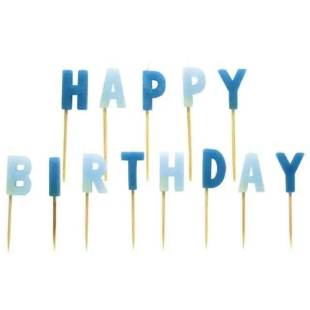 Zestaw świeczek "happy birthday" niebieskie - Amscan