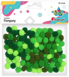 Pompony poliestrowe 10mm zielone 120szt. - Titanum