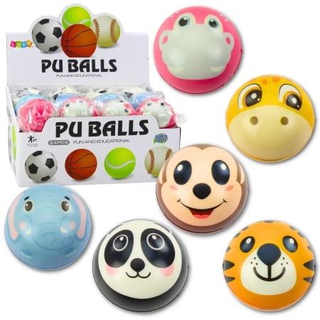 Piłka do odbijania Zwierzęta 7cm MIX - Leantoys