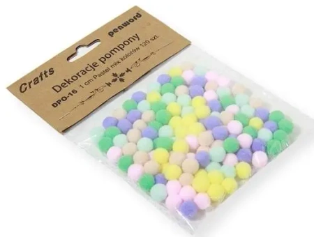Dekoracje pompony 1cm pastel mix kolorów 120szt - Penword