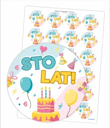 Naklejki urodzinowe - Sto lat! 24szt - LearnHow